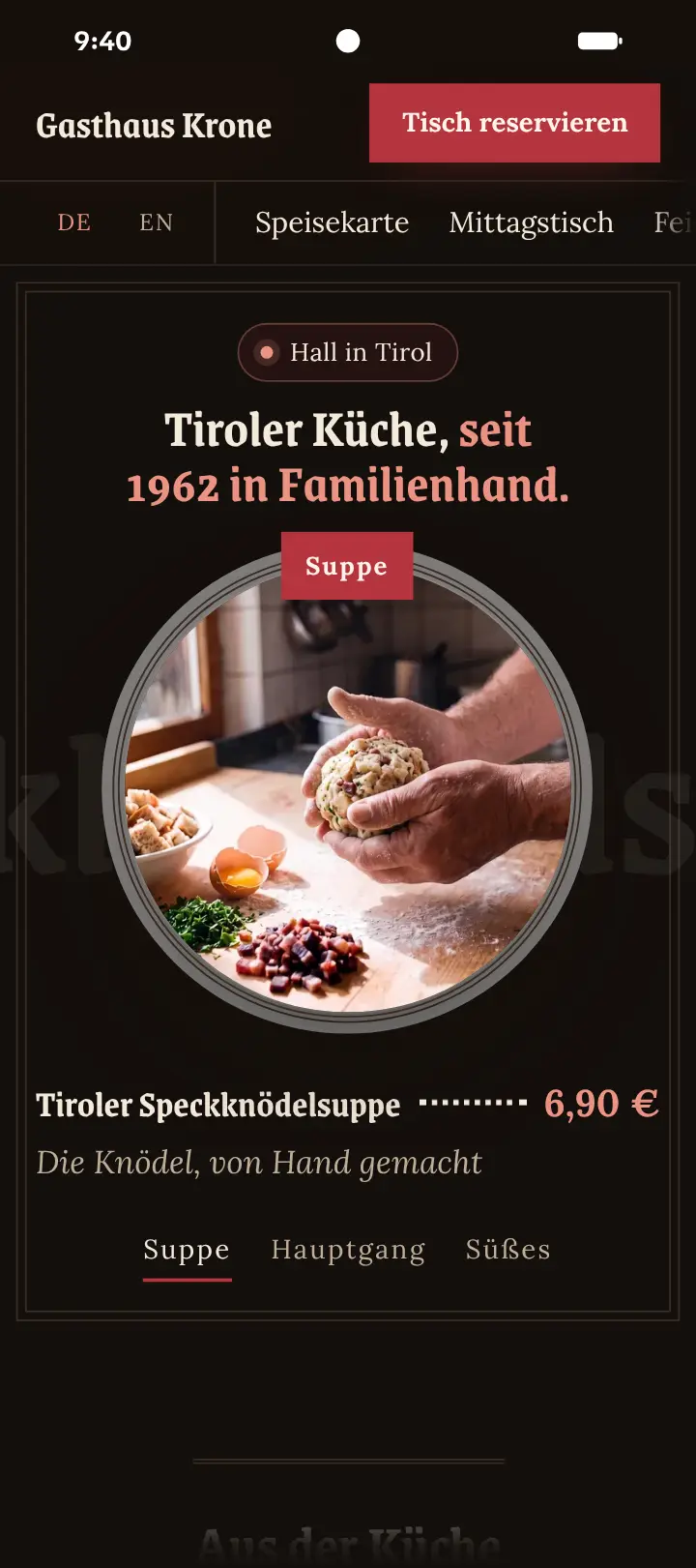 Startseite von Gasthaus Krone im Handy