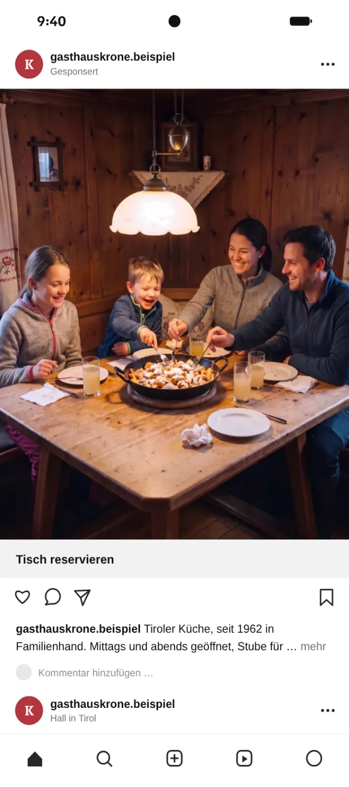Anzeige im Feed von Gasthaus Krone